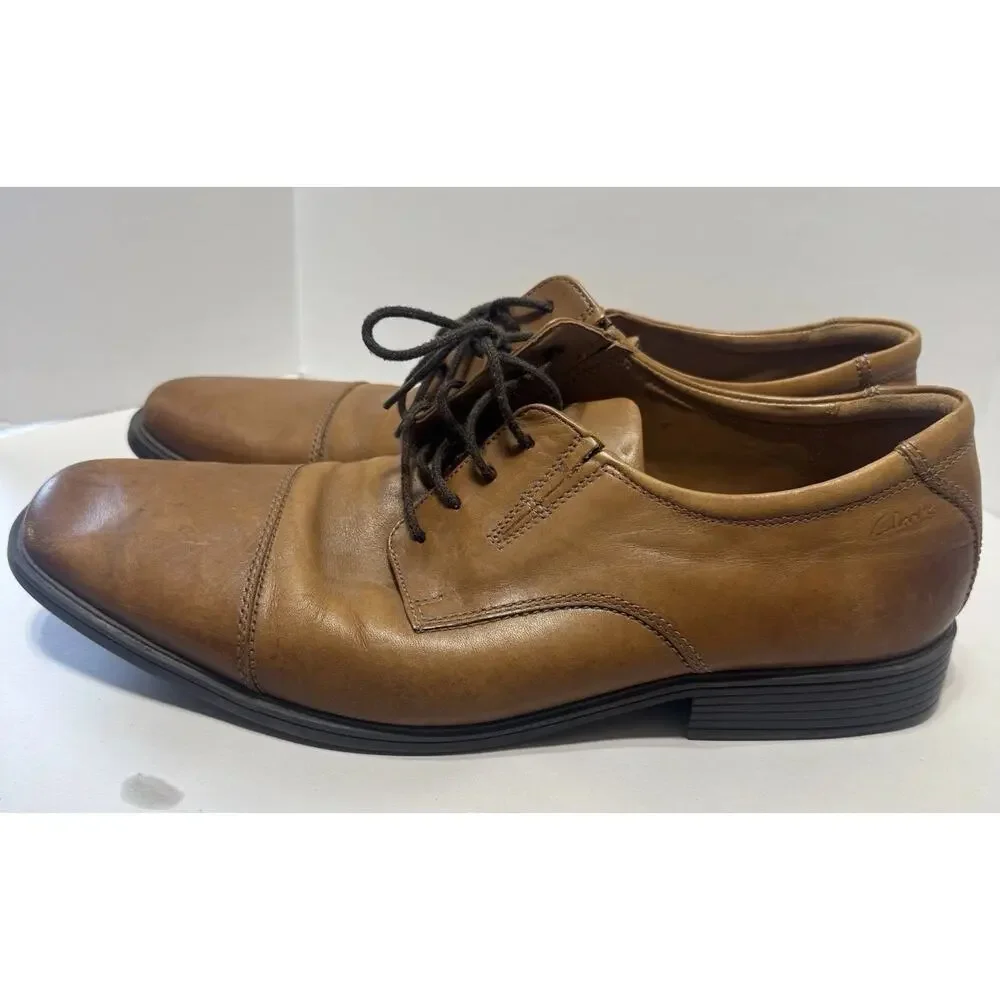 Clarks Collection Dress Shoes Mens Leather Oxford sz 12 Tilden Cap Toe Lace Up